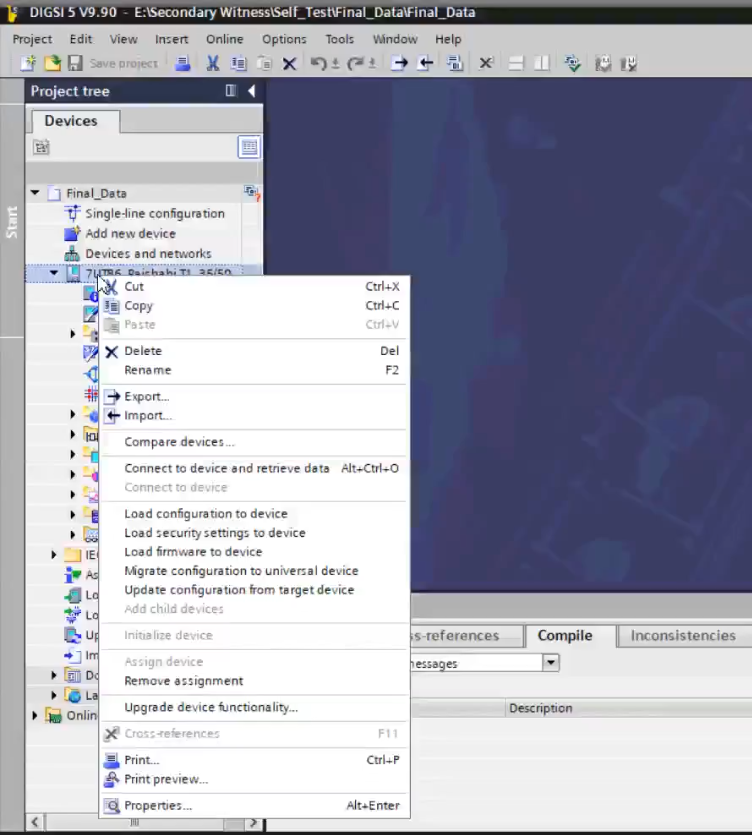 Digsi5 software window