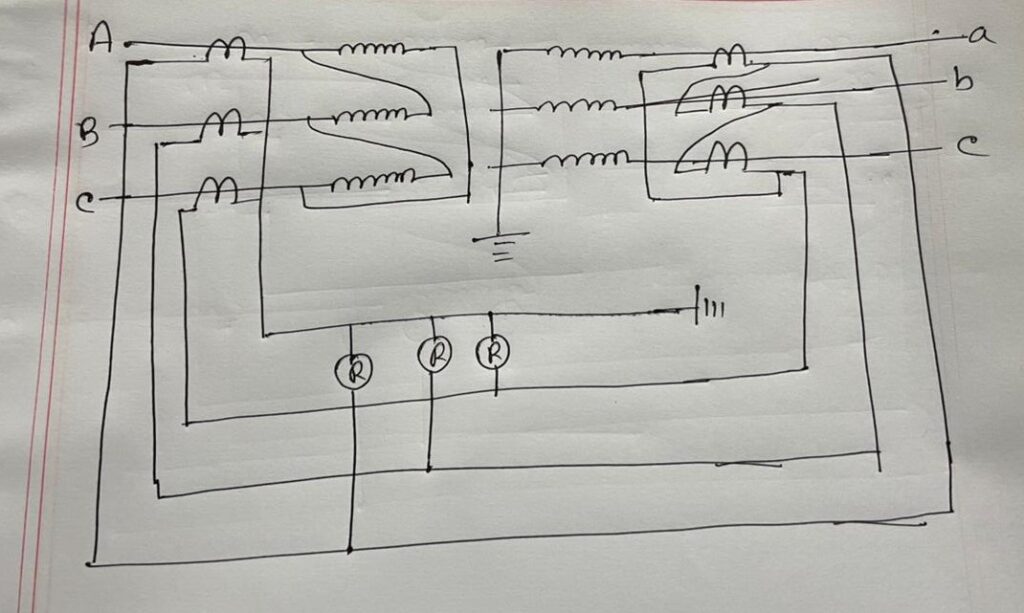 Three phase transformer differential protection