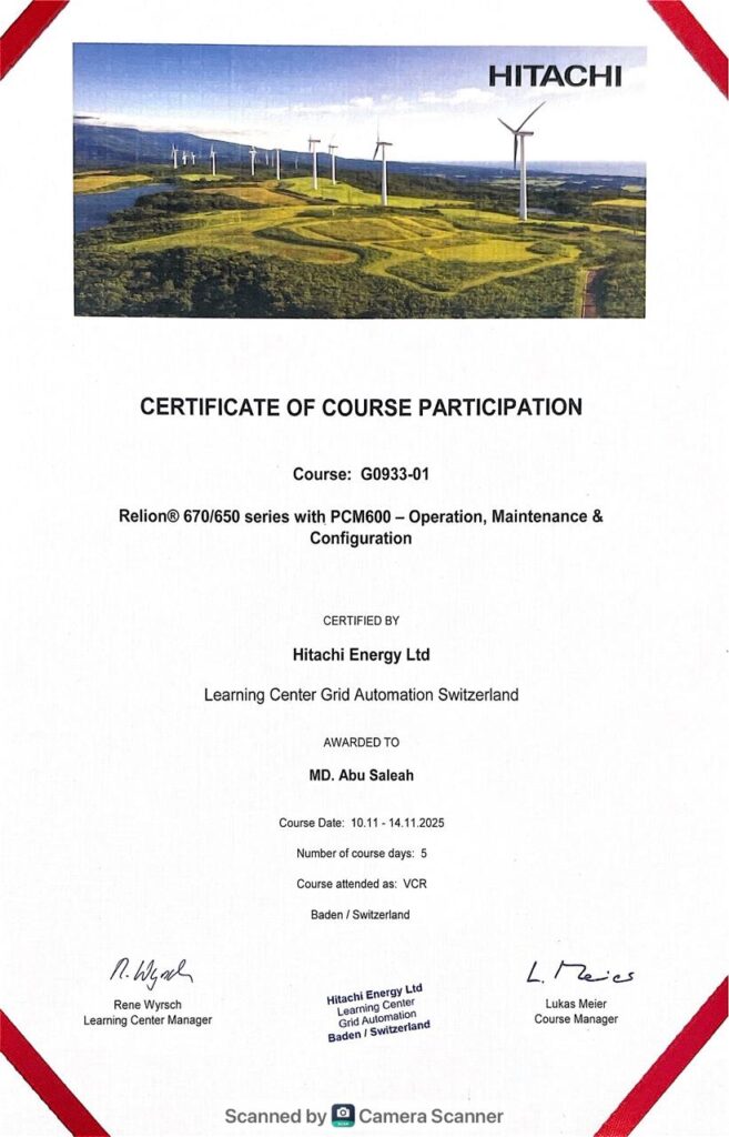 Hitachi Certificate on PCM600